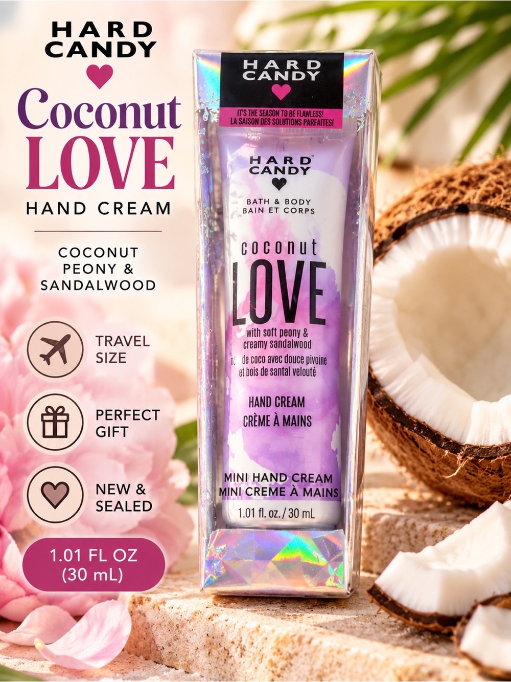 Hard Candy Coconut Love Hand Cream 30ml Travel Size NEW Sealed